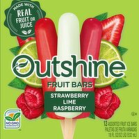 Outshine Straw Lime Raspb pops, 12 Each